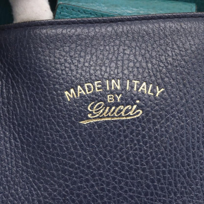 Gucci GUCCI Tote Bag Leather Navy Gold 354397 Authentic 152574