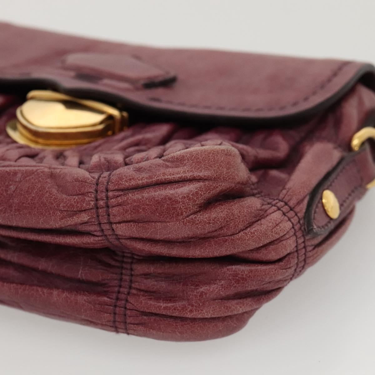 Prada PRADA Shoulder Bag Leather Purple Gold Authentic BD1517