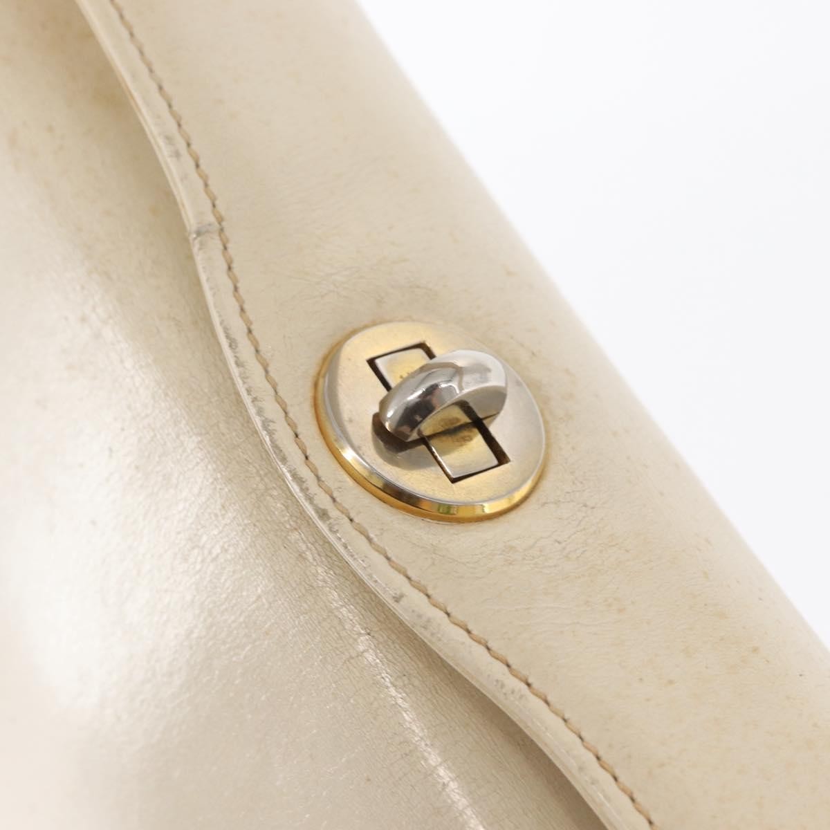 Gucci GUCCI Hand Bag Leather White Silver Authentic ep13227