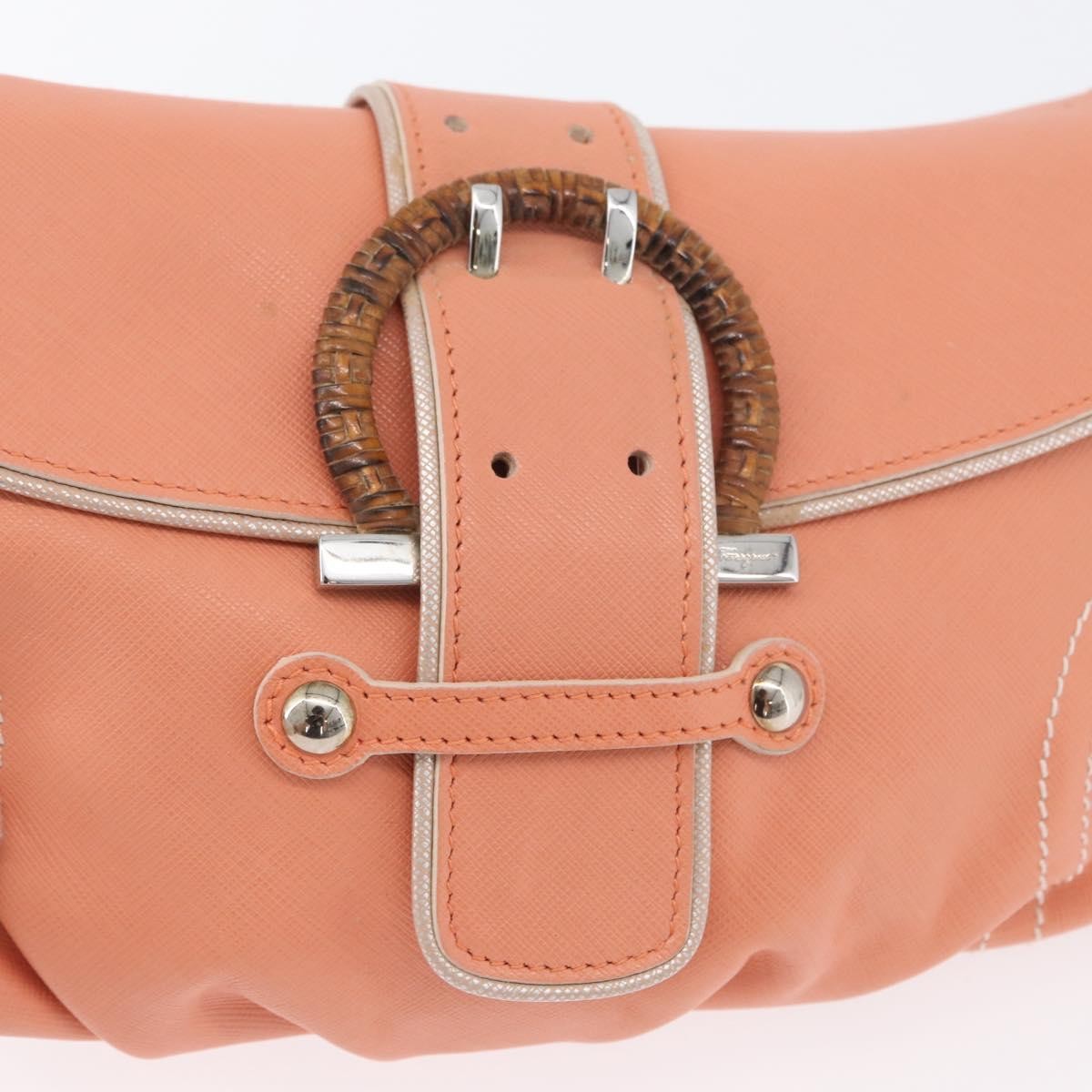 Salvatore Ferragamo Salvatore Ferragamo Gancini Shoulder Bag Leather Pink Silver Authentic BA11212