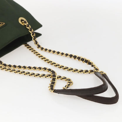 Prada PRADA Chain Shoulder Bag Nylon Green Gold Authentic 159258