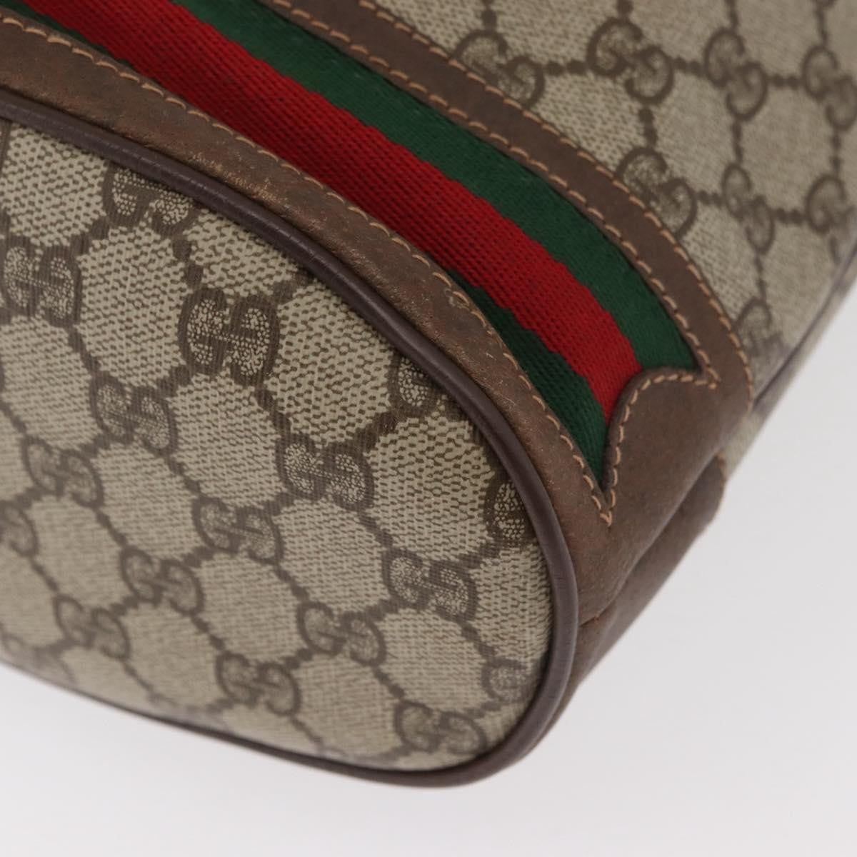 Gucci GUCCI GG Supreme Web Sherry Line Bag PVC Beige Gold 41 02 085 Authentic BA12841