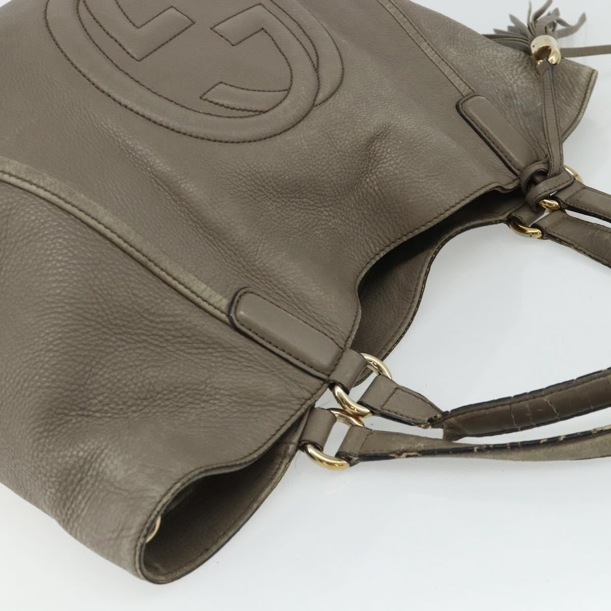 Gucci GUCCI Soho Hand Bag Leather Gray Gold 282309 Authentic 178647
