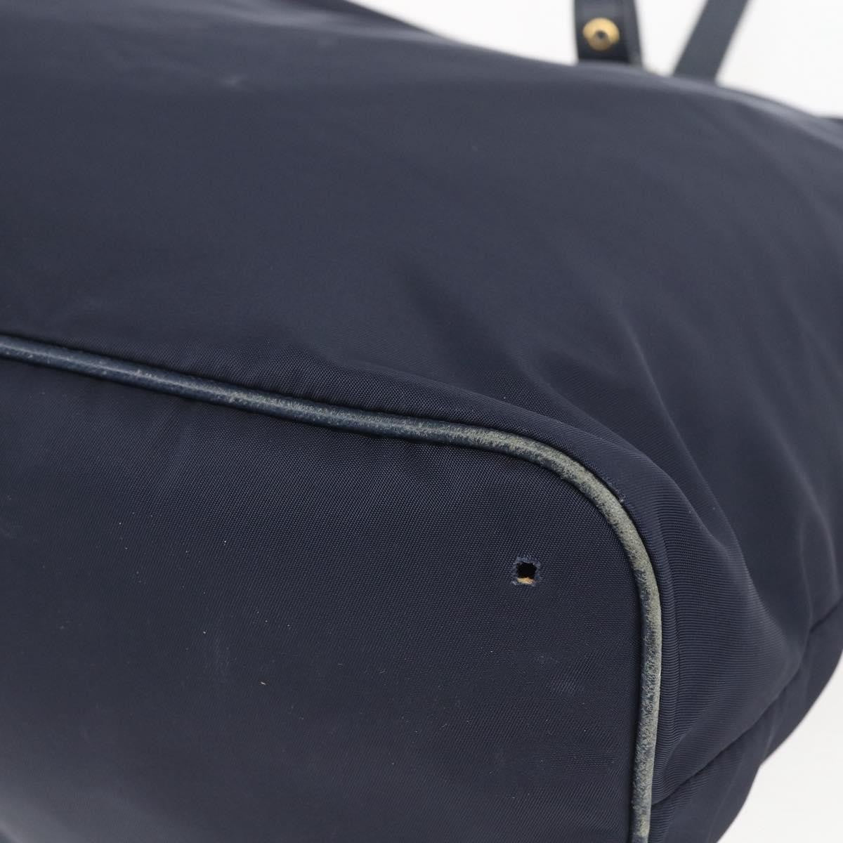 Prada PRADA Tote Bag Nylon Navy Gold Authentic 166304