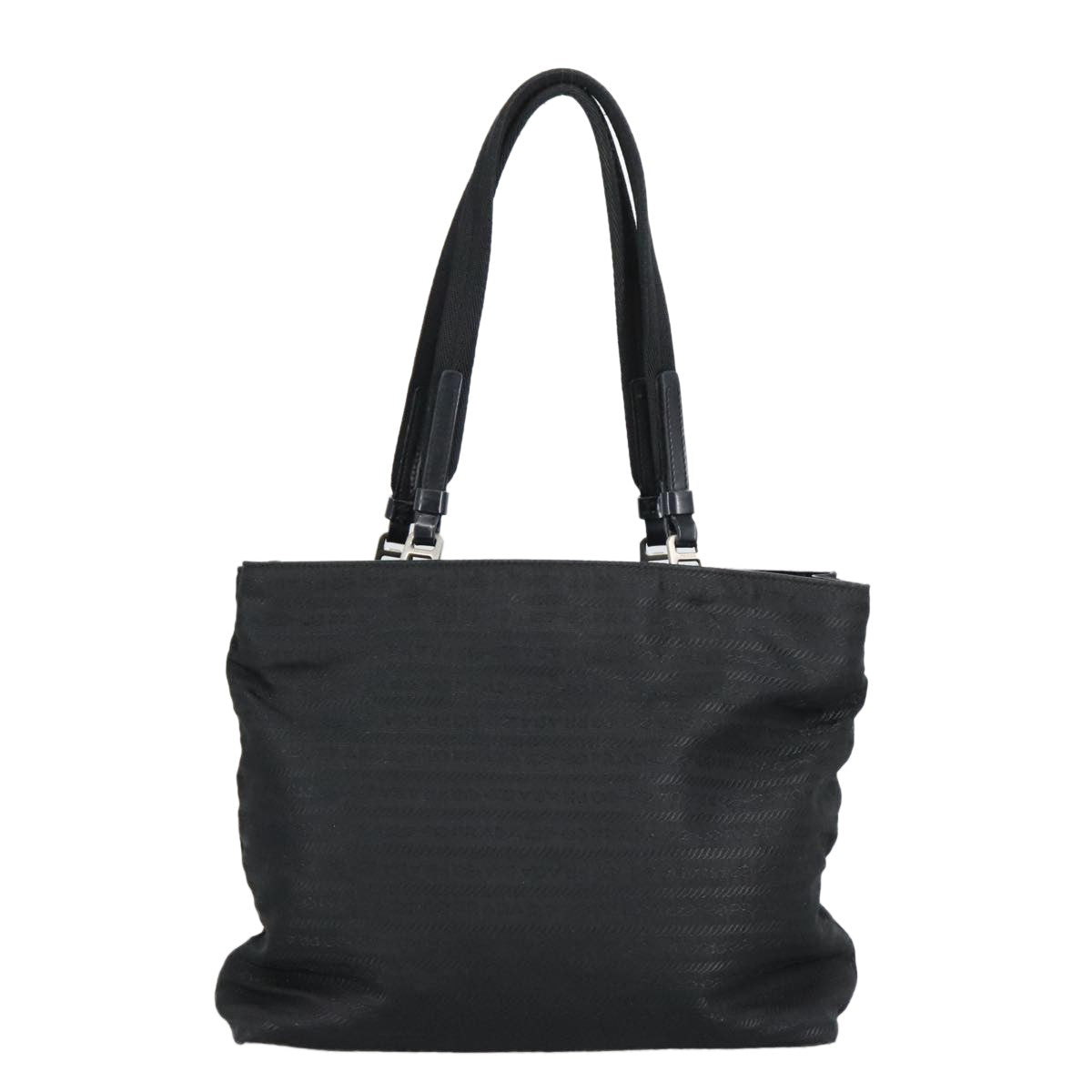 Prada PRADA Hand Bag Nylon Black Silver Authentic 96925