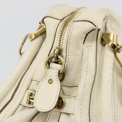Chloé Chloé Chloe Paraty Hand Bag Leather White Gold Authentic 177544