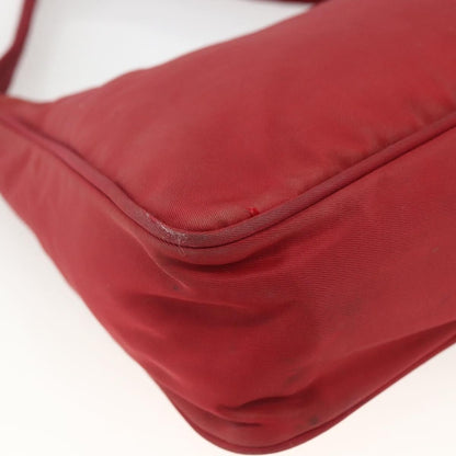 Prada PRADA Hand Bag Nylon Red Silver Authentic LNZ991