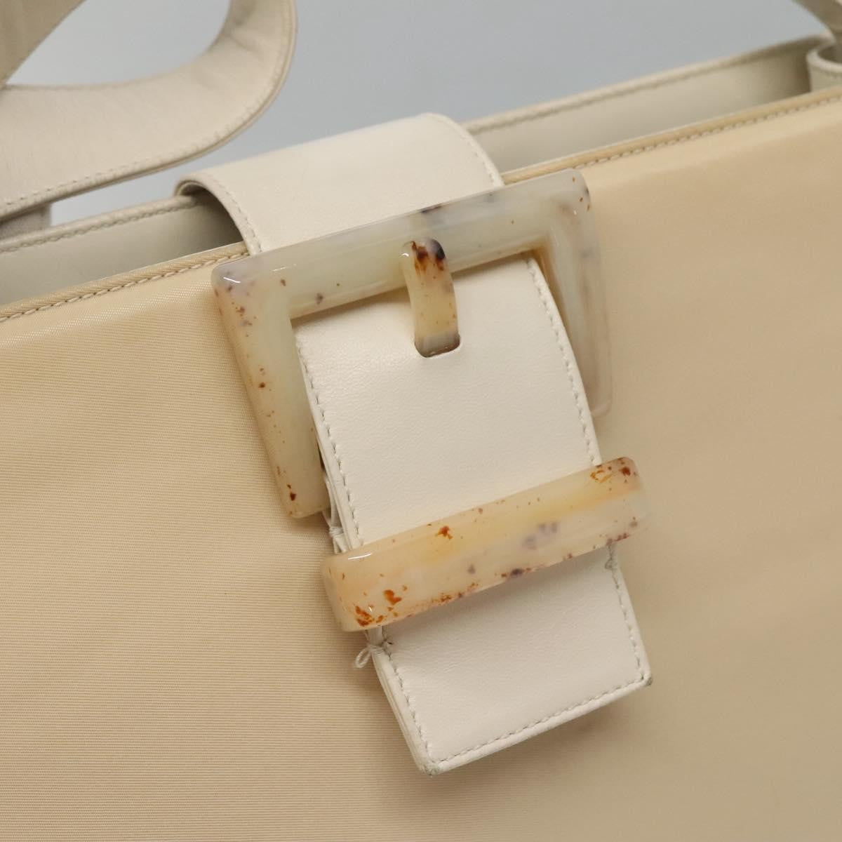Prada PRADA Shoulder Bag Nylon Leather White Silver Authentic bs26362