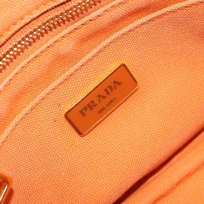 Prada PRADA Canapa PM Hand Bag Canvas Orange Gold Authentic 164219