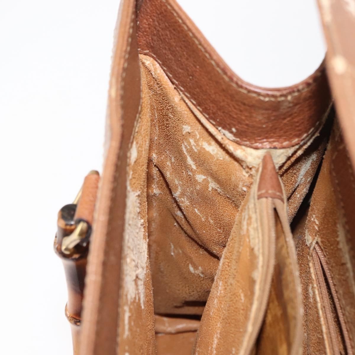 Gucci GUCCI Bamboo Hand Bag Leather Brown Gold 002 2853 0260 0 Authentic ep11300