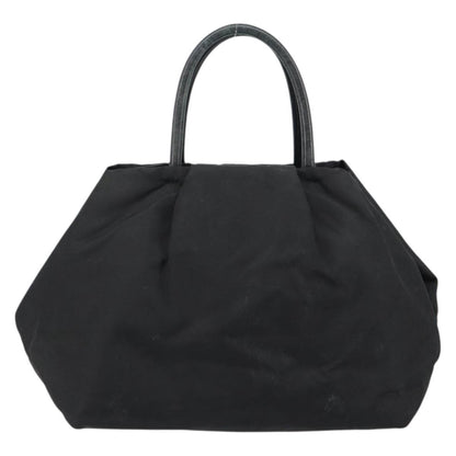 Prada PRADA ribbon Hand Bag Nylon Leather Black Gold Authentic 153236