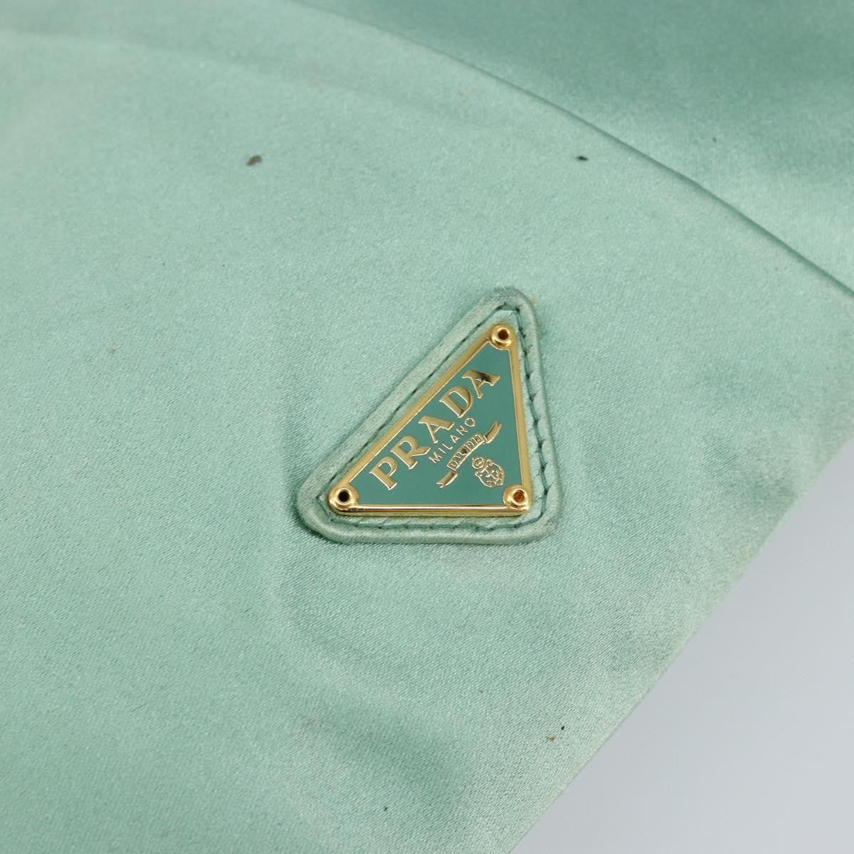 Prada PRADA Clutch Bag Satin Green Gold Authentic 145020