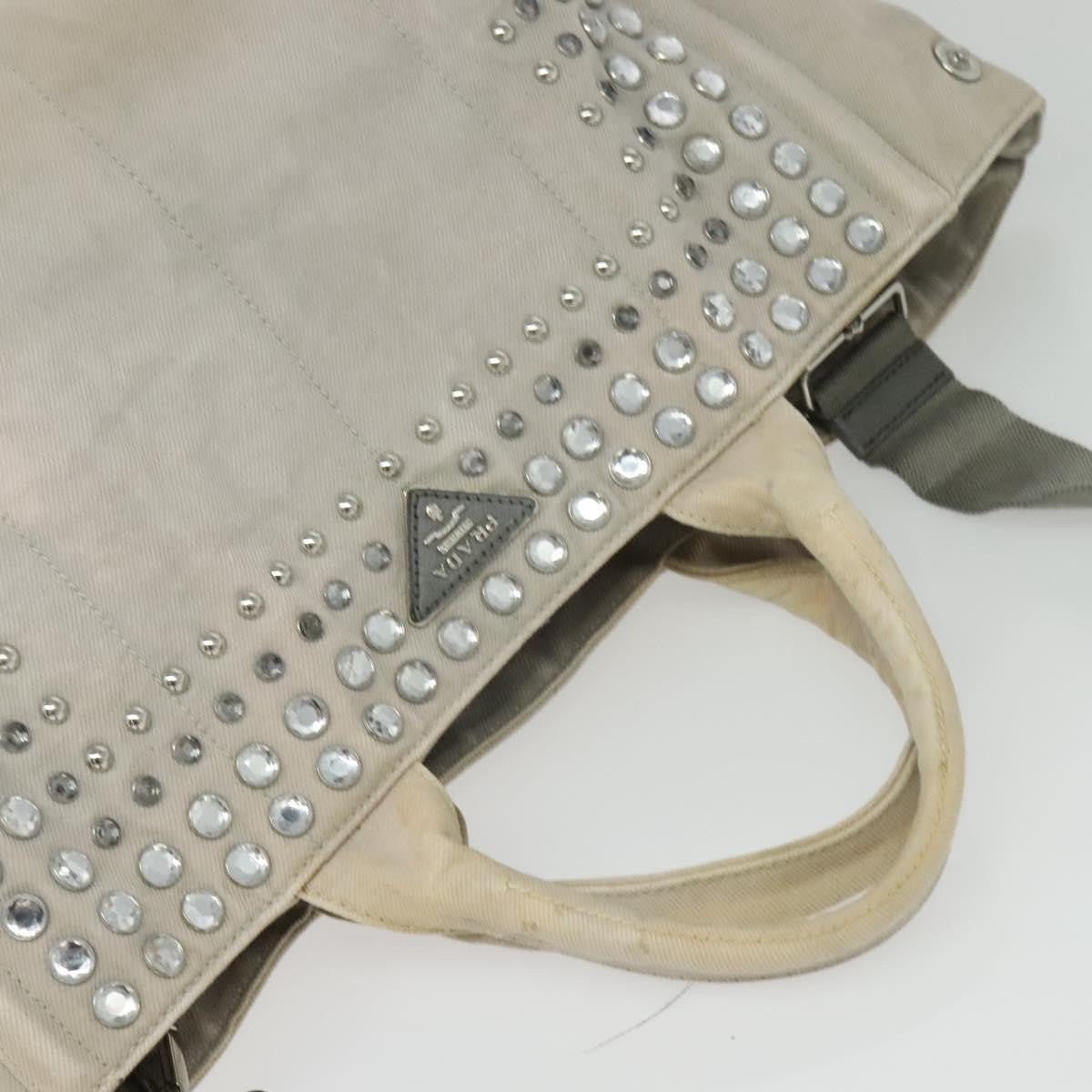 Prada PRADA Bijoux Kanapa MM Tote Bag Canvas 2way Gray Authentic 140797