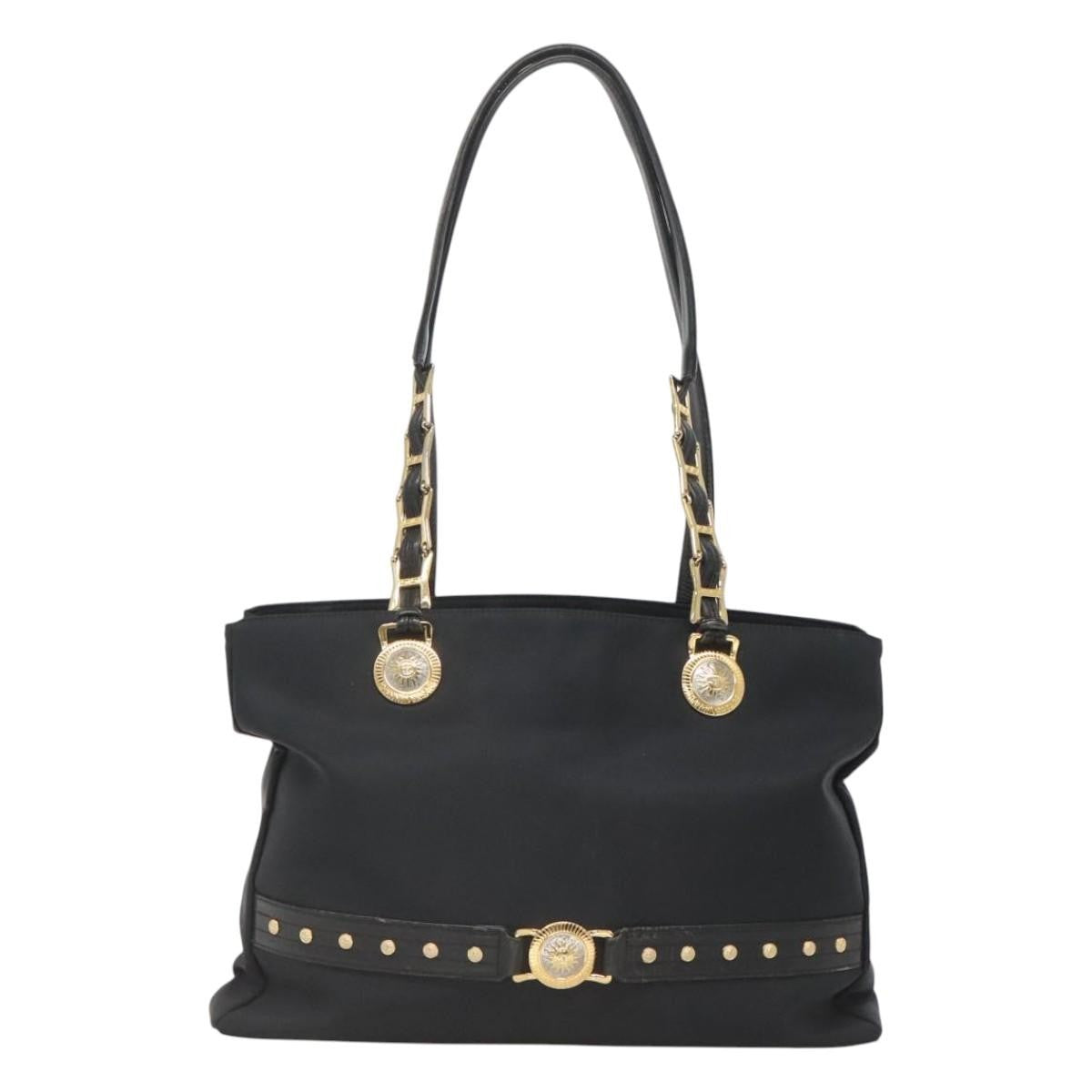 Gianni Versace Gianni Versace Tote Bag Nylon Black Gold Authentic bs25747
