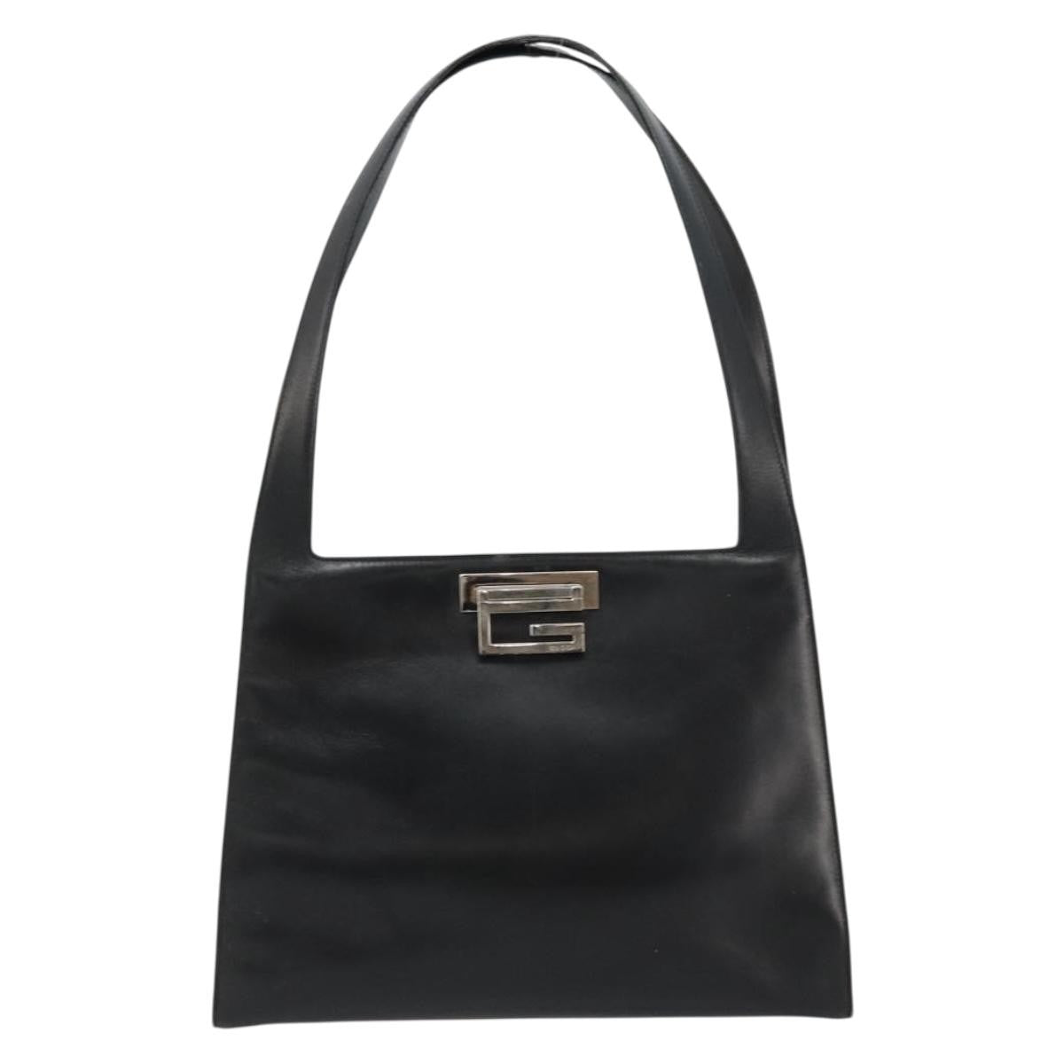 Gucci GUCCI Shoulder Bag Leather Black Silver 001 3038 Authentic 178252