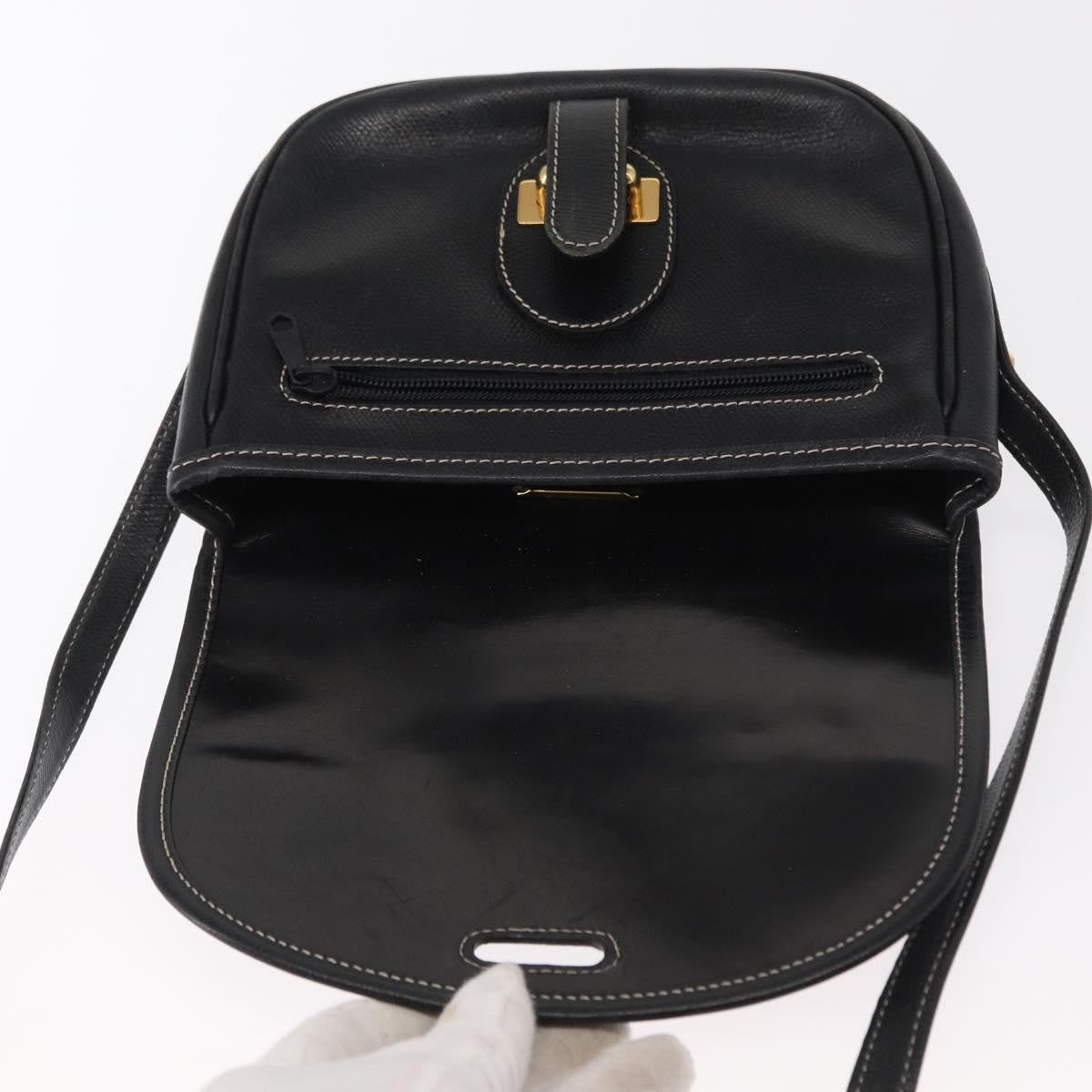 Loewe LOEWE Anagram Shoulder Bag Leather Black Gold Authentic ep12382