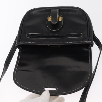 Loewe LOEWE Anagram Shoulder Bag Leather Black Gold Authentic ep12382