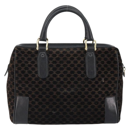 Celine CELINE Macadam Canvas Hand Bag Suede Black Gold Authentic ep11623