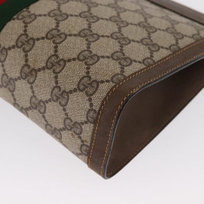 Gucci GUCCI GG Supreme Web Sherry Line Clutch Bag PVC Beige 89 01 002 Authentic BA9822
