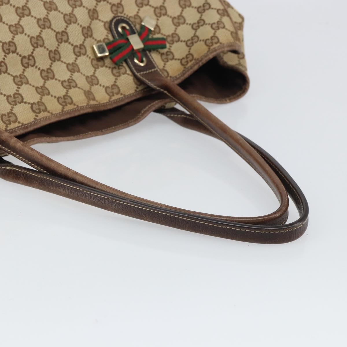 Gucci GUCCI GG Canvas Web Sherry Line Pretty Tote Bag Beige Gold 161719 Authentic 168420