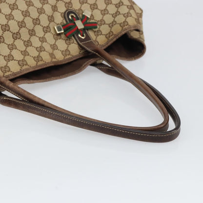 Gucci GUCCI GG Canvas Web Sherry Line Pretty Tote Bag Beige Gold 161719 Authentic 168420
