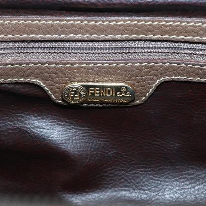 Fendi FENDI Hand Bag Leather Brown Gold Authentic kk558