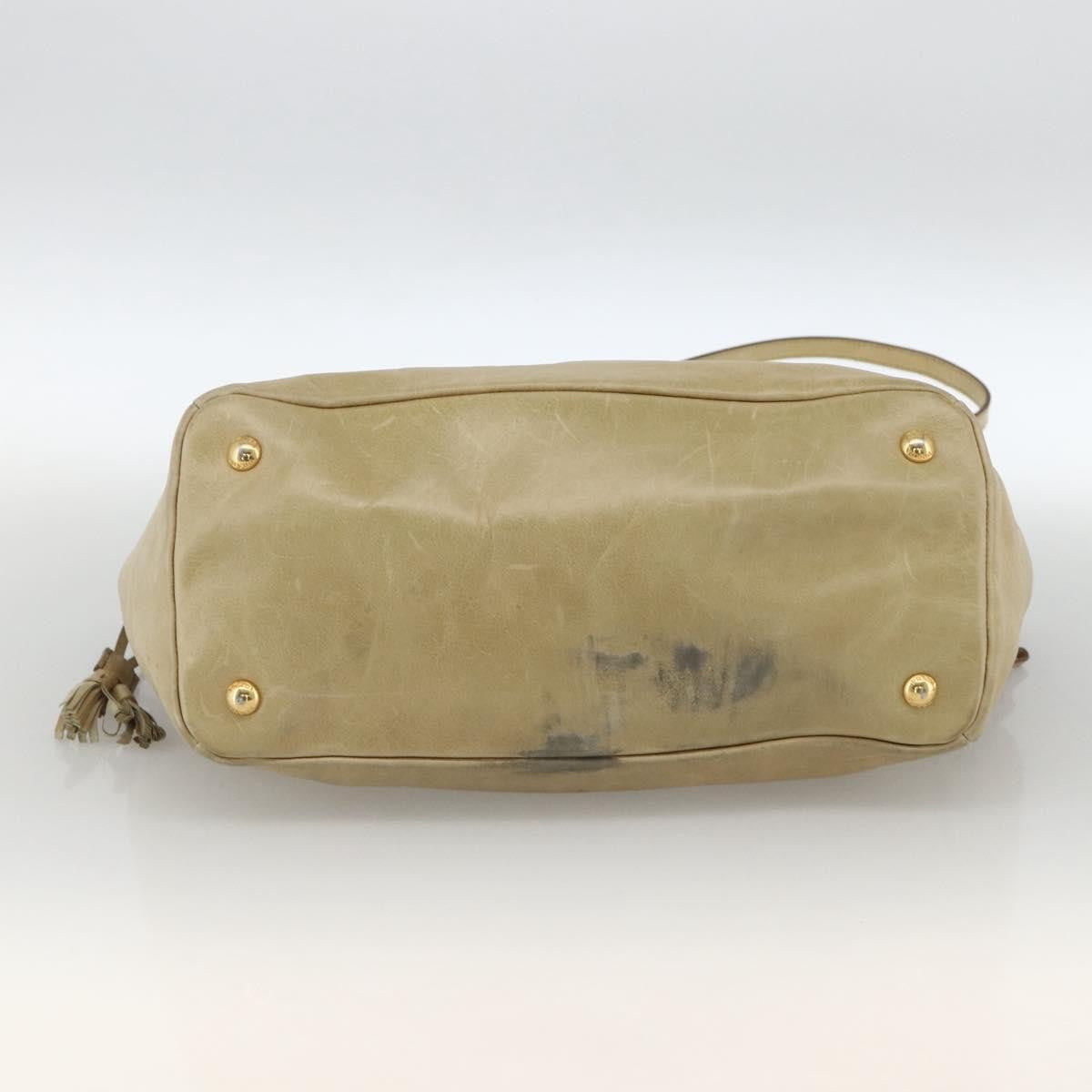 Prada PRADA Hand Bag Leather 2way Beige Gold Authentic 174345