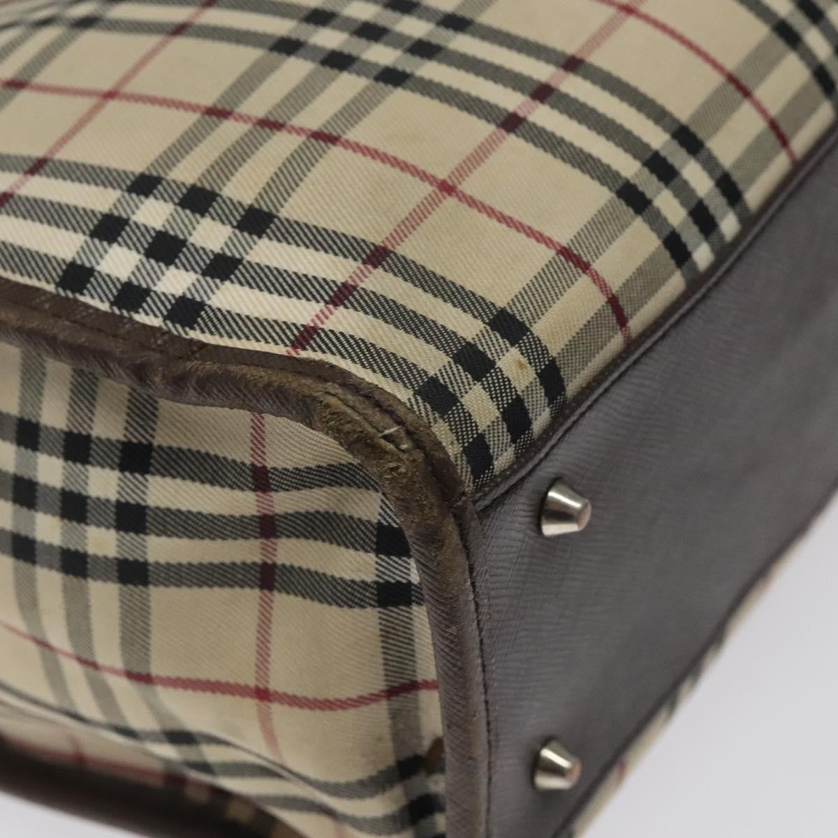 Burberry BURBERRY Nova Check Tote Bag Canvas Beige Silver Authentic 118228