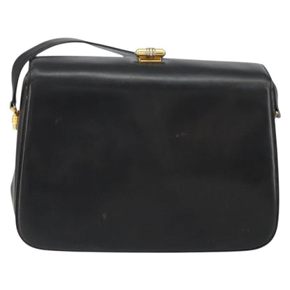 Gucci GUCCI Shoulder Bag Leather Black Gold Authentic 155306