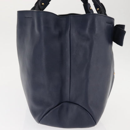 Salvatore Ferragamo Salvatore Ferragamo Vala Tote Bag Leather Navy Gold Authentic 145957