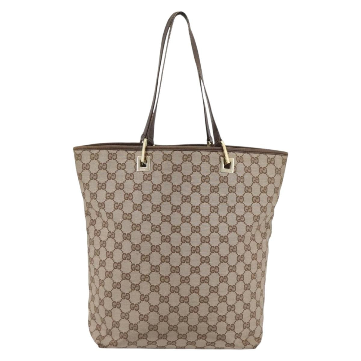 Gucci GUCCI GG Canvas Tote Bag Beige Gold 002 1098 1705 Authentic bs35275