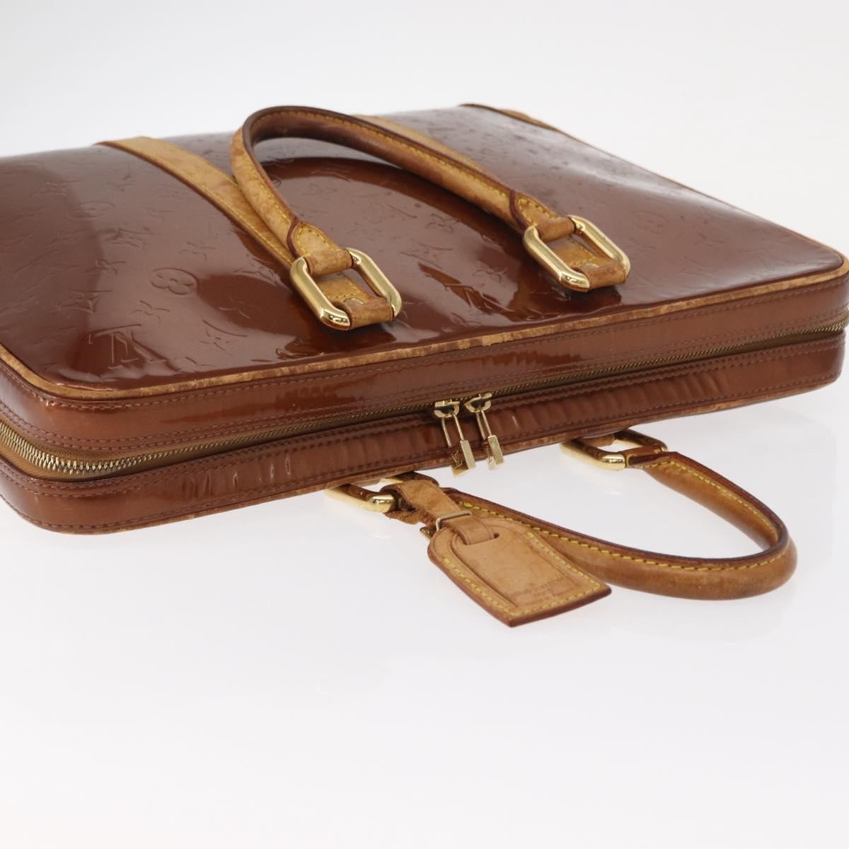 Louis Vuitton LOUIS VUITTON Monogram Vernis Van Damme Hand Bag Bronze M91125 LV Authentic BA8606