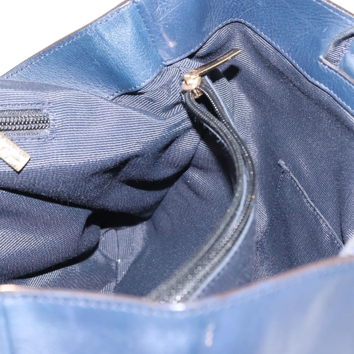 Salvatore Ferragamo Salvatore Ferragamo Vala Tote Bag Leather Navy Gold Authentic 145957