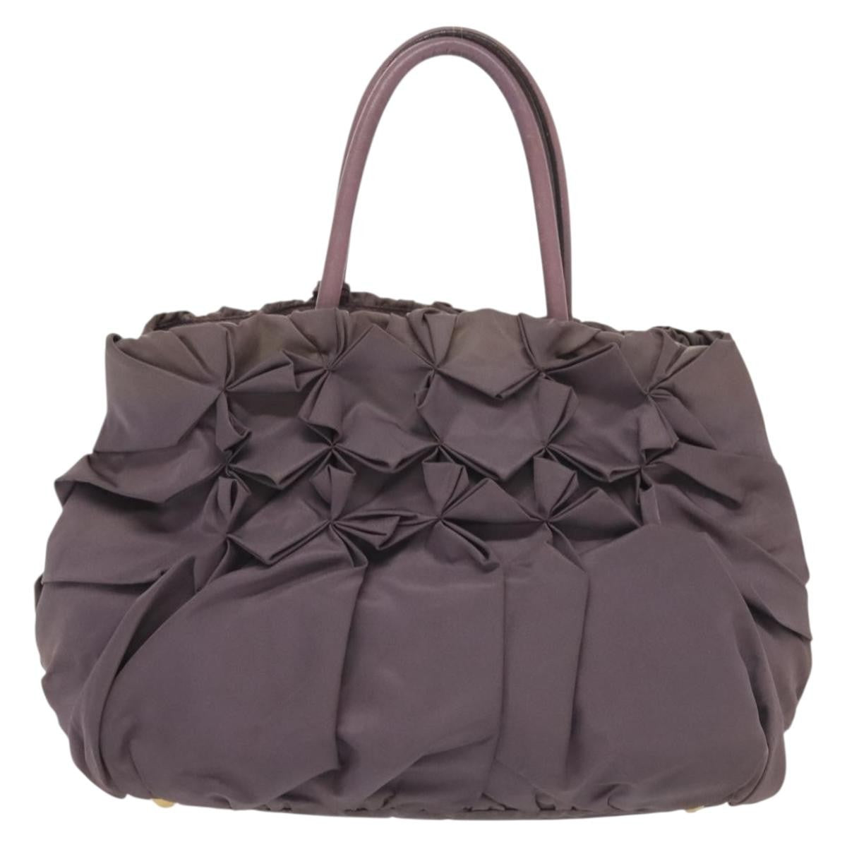 Prada PRADA Hand Bag Nylon Purple Gold Authentic 137586