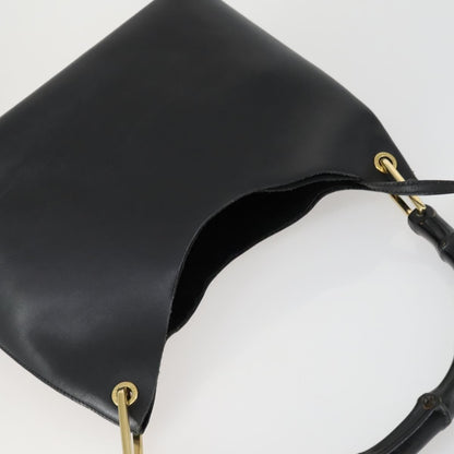Gucci GUCCI Bamboo Shoulder Bag Leather Black Gold 001 1998 1883 Authentic 161727