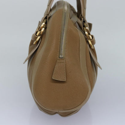 Bvlgari BVLGARI Hand Bag Leather Beige Gold Authentic yk14360