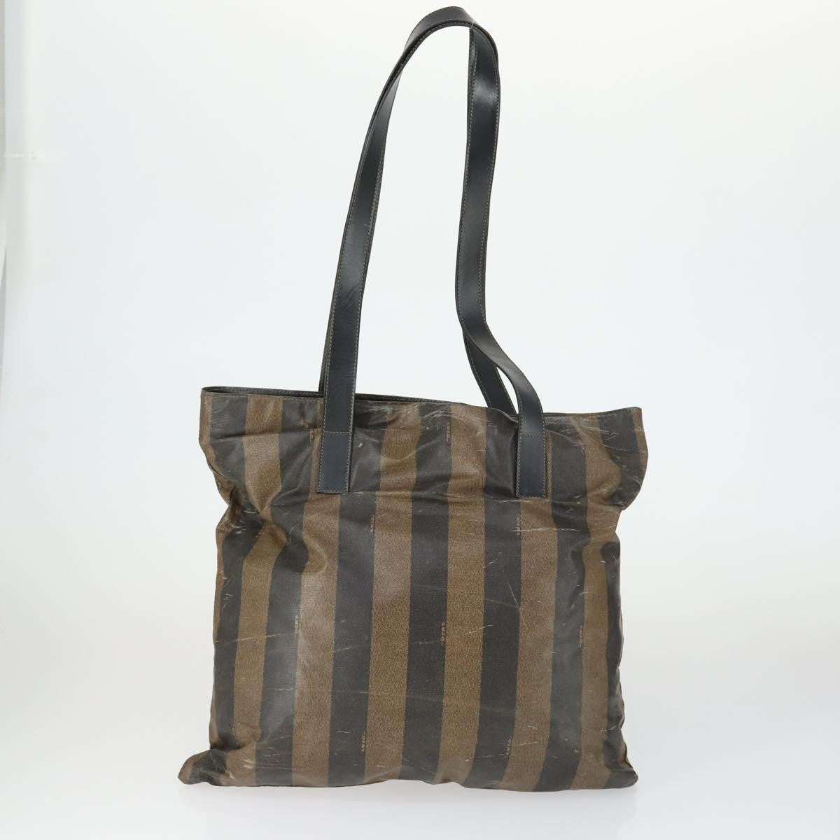 Fendi FENDI Pecan Canvas Zucca Canvas Hand Bag Leather 3 Set Brown Black Authentic 165122