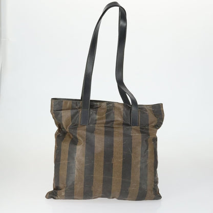 Fendi FENDI Pecan Canvas Zucca Canvas Hand Bag Leather 3 Set Brown Black Authentic 165122