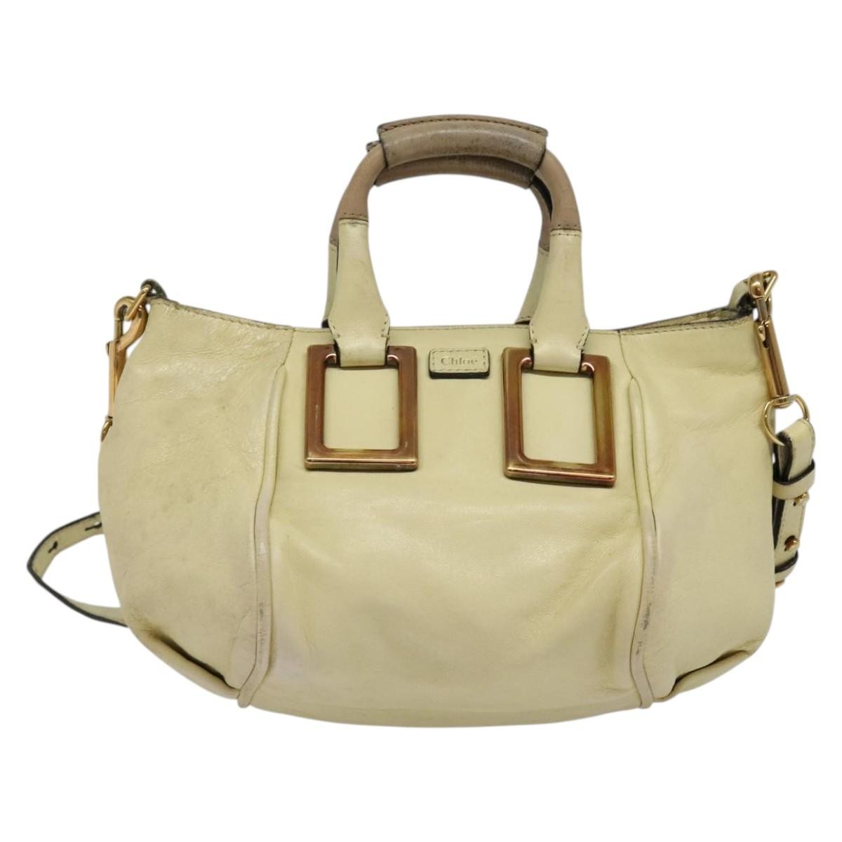 Chloé Chloé Chloe Etel Hand Bag Leather 2way Ivory Gold Authentic 138190
