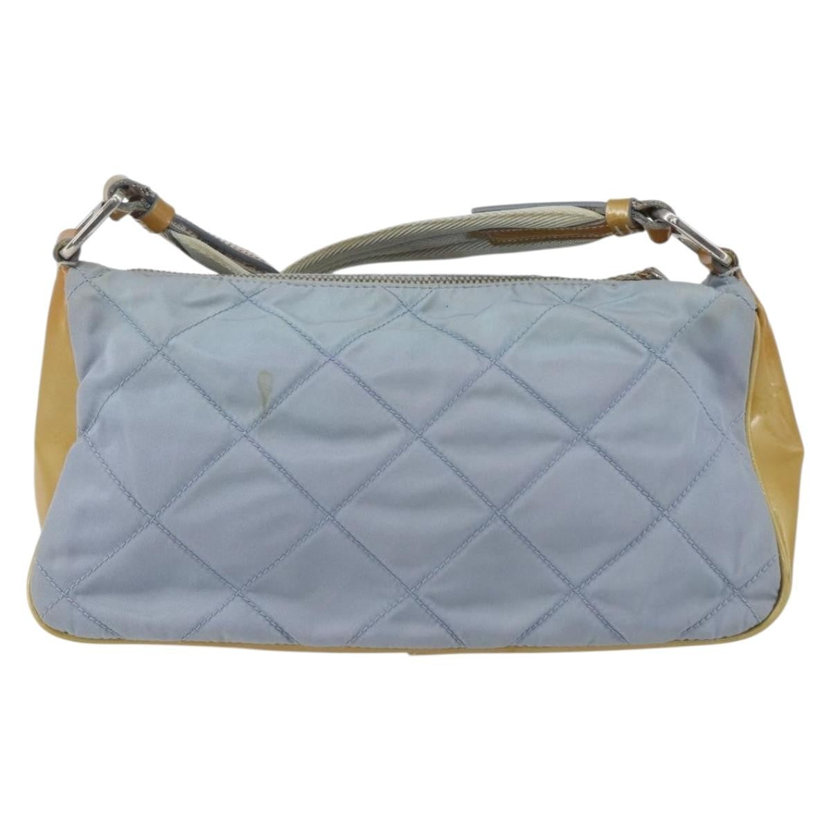 Prada PRADA Shoulder Bag Nylon Enamel Light Blue Silver Authentic 160526