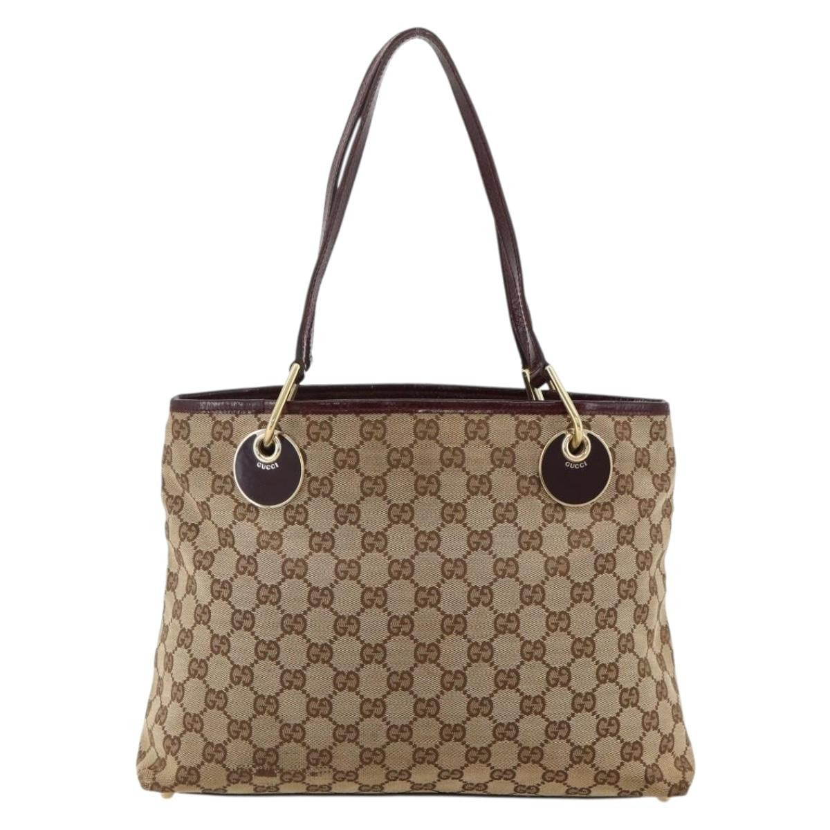 Gucci GUCCI GG Canvas Tote Bag Beige Gold 120837 Authentic YKZ1152