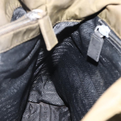 Prada PRADA Hand Bag Nylon Khaki Silver Authentic 175337