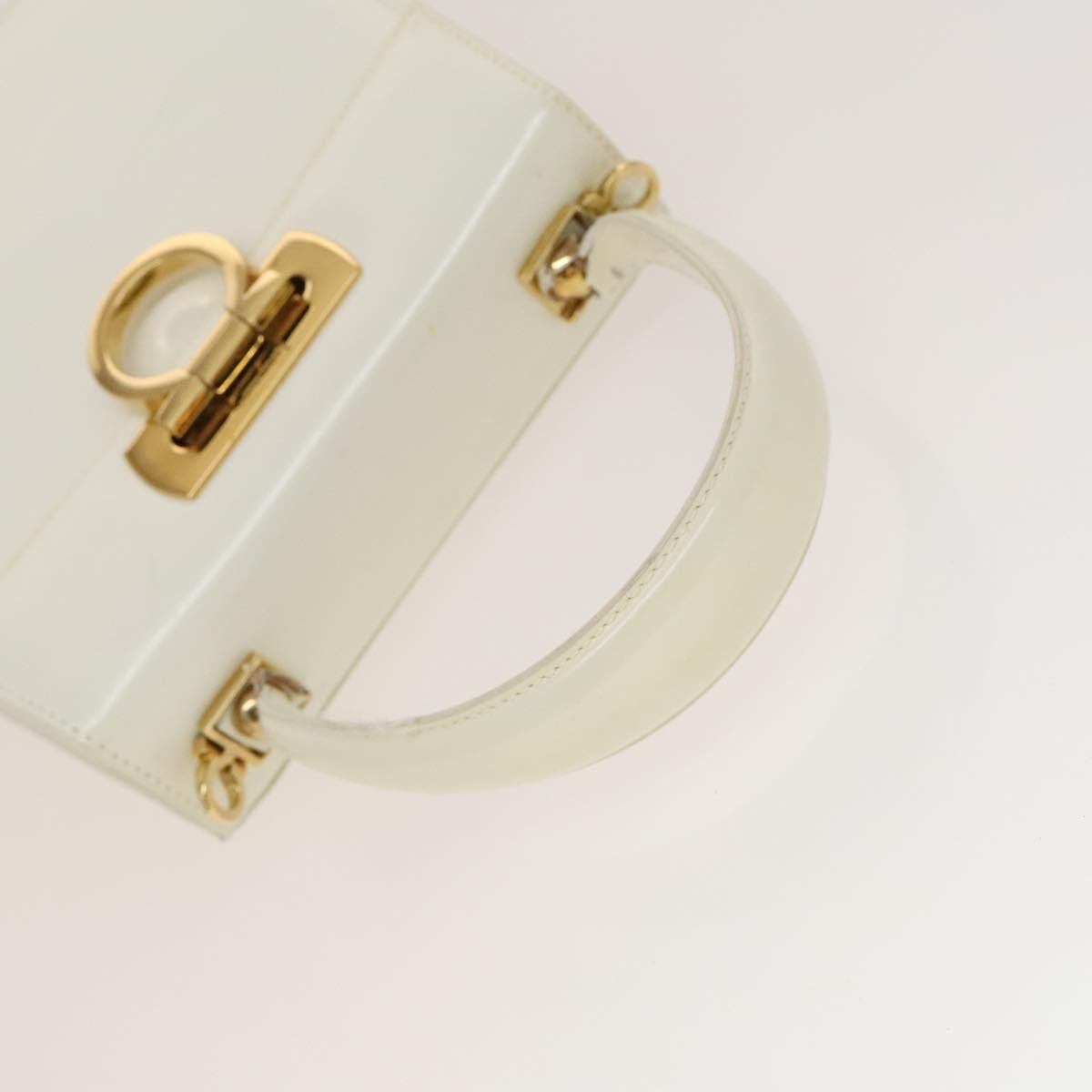 Salvatore Ferragamo Salvatore Ferragamo Gancini Hand Bag Leather 2way White Gold Authentic 134575