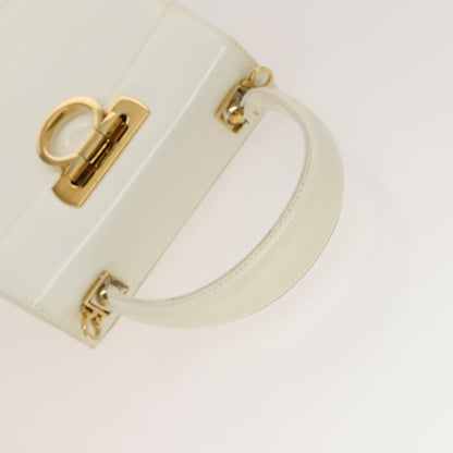Salvatore Ferragamo Salvatore Ferragamo Gancini Hand Bag Leather 2way White Gold Authentic 134575