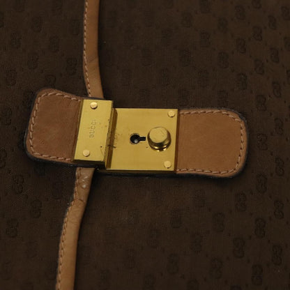 Gucci GUCCI Micro GG Canvas Hand Bag 2way Brown Gold Authentic 121561