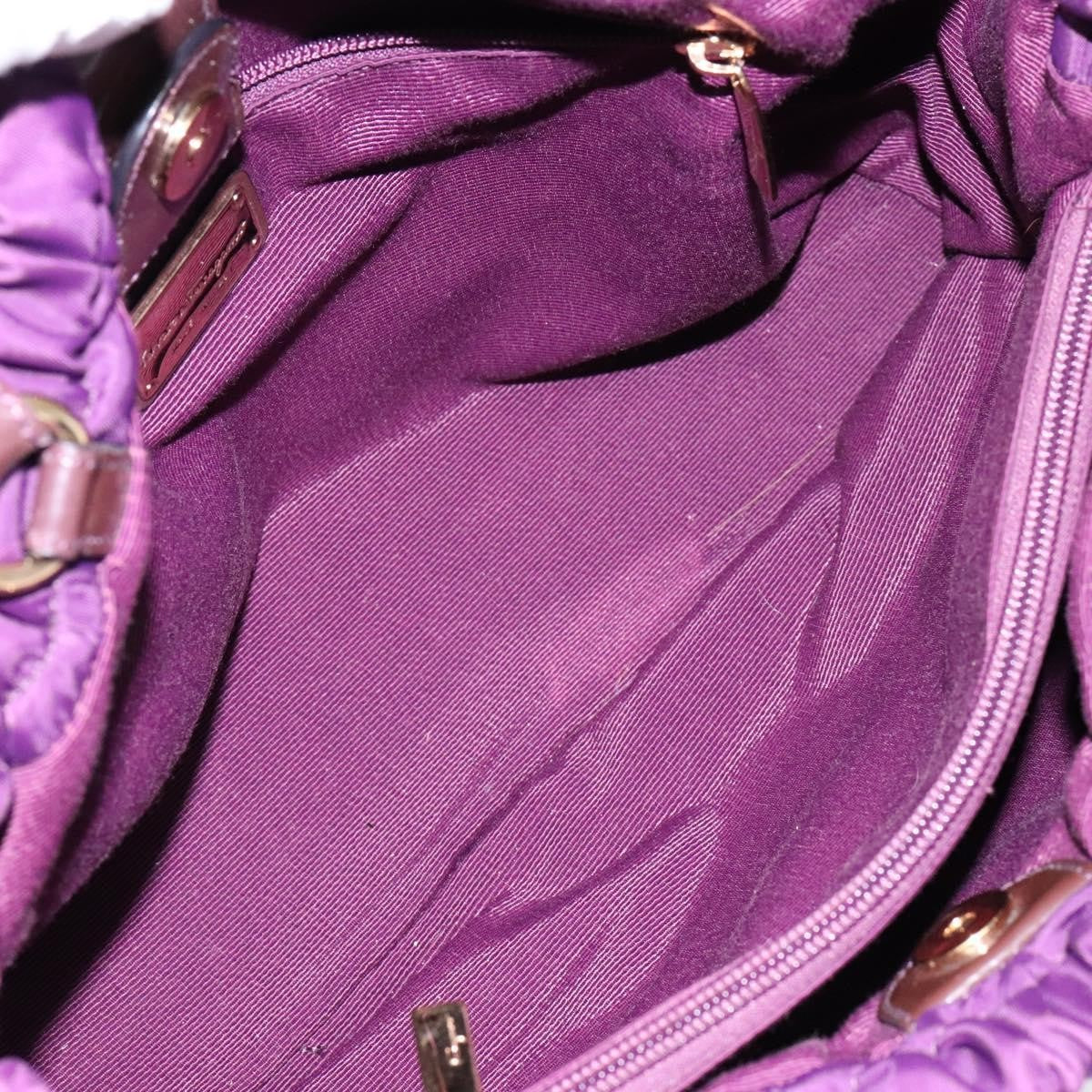 Salvatore Ferragamo Salvatore Ferragamo Vala Shoulder Bag Nylon Purple Gold Authentic 141527