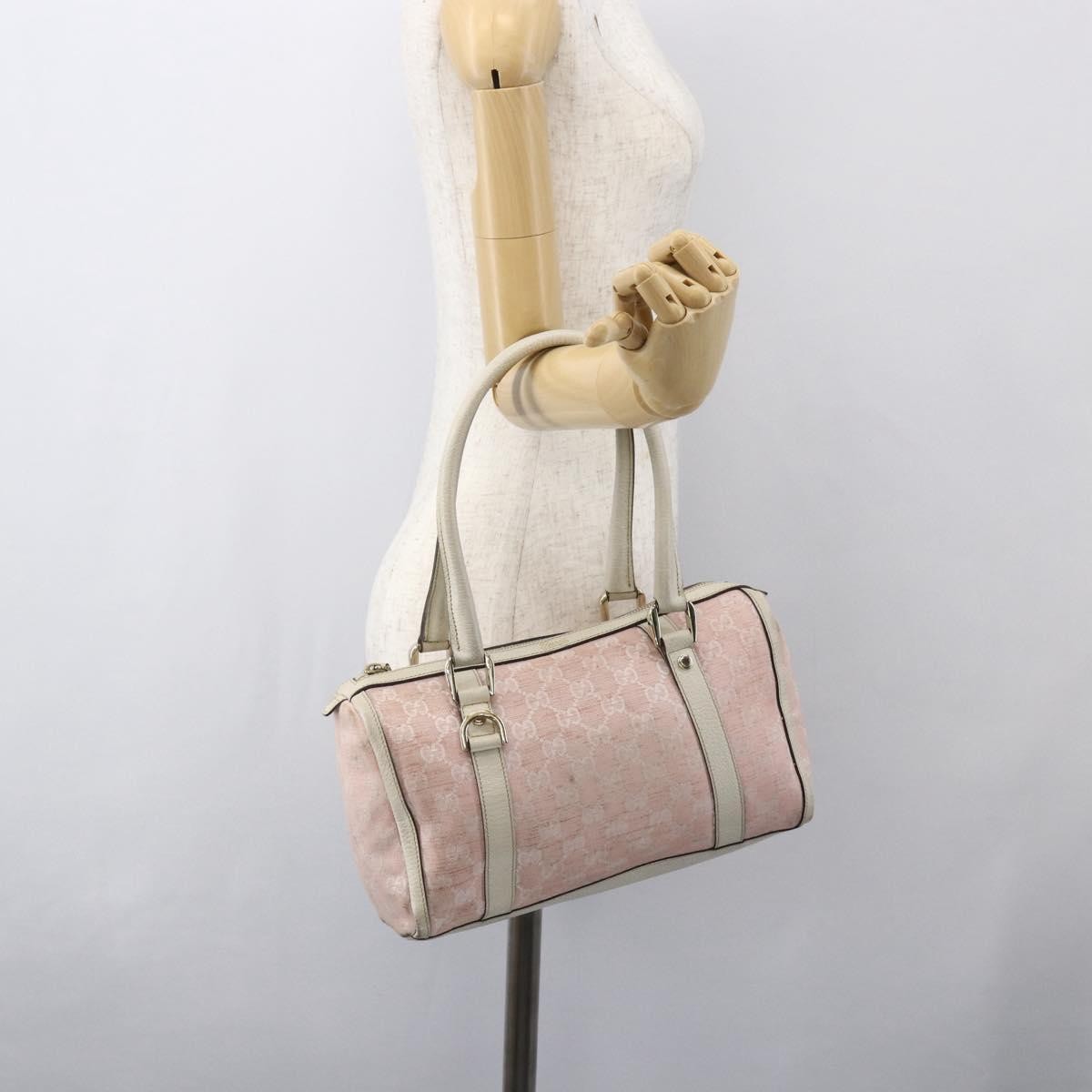 Gucci GUCCI GG Canvas Hand Bag Outlet Pink Gold 130942 Authentic 160602