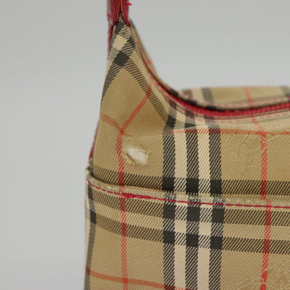 Burberry BURBERRY Nova Check Shoulder Bag Canvas Leather Beige Gold Red Authentic 98900