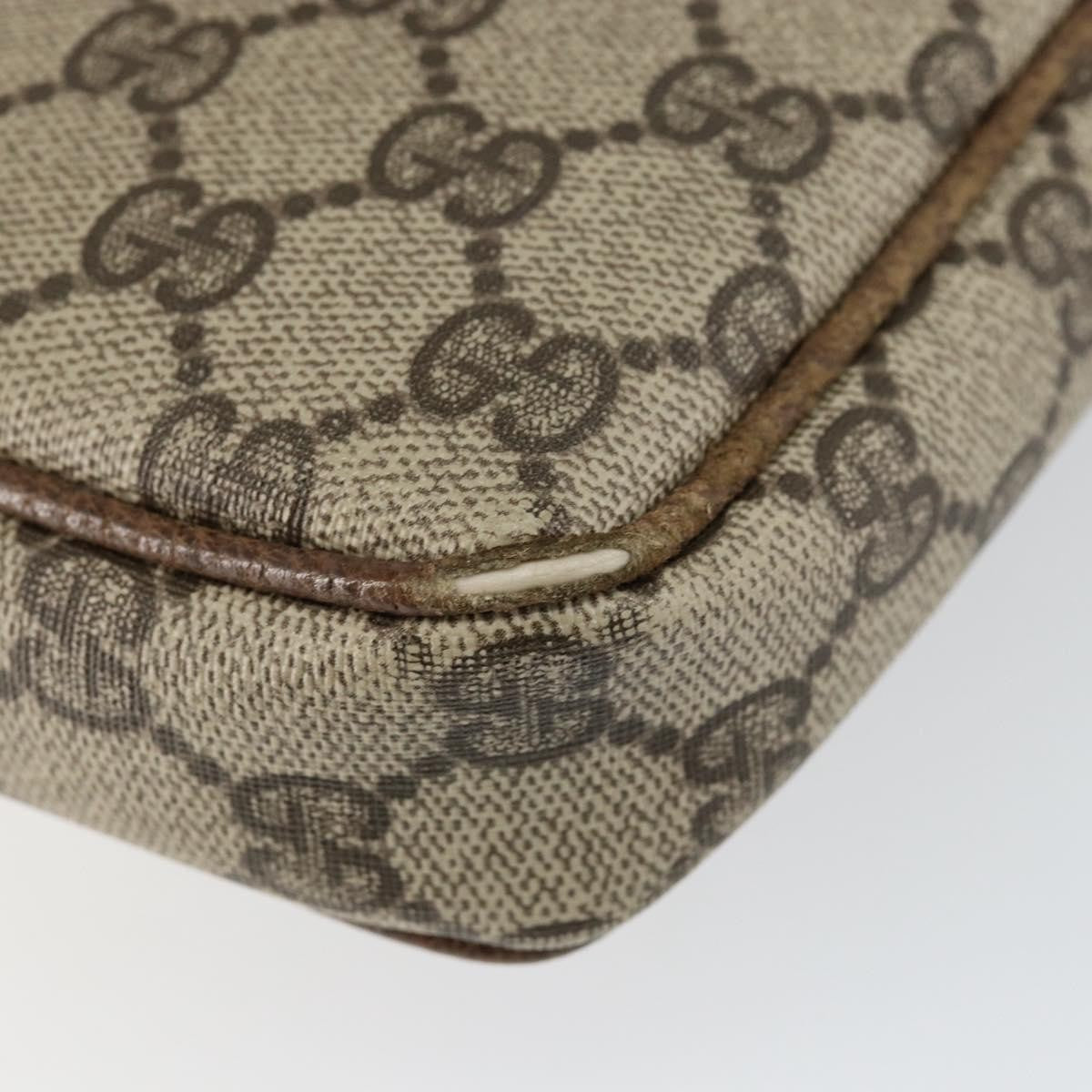Gucci GUCCI GG Supreme Shoulder Bag PVC Beige Gold Authentic BA6562