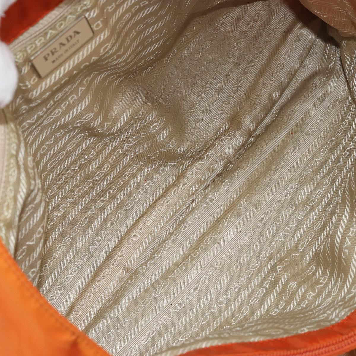 Prada PRADA Tote Bag Nylon Orange Silver Authentic 175378